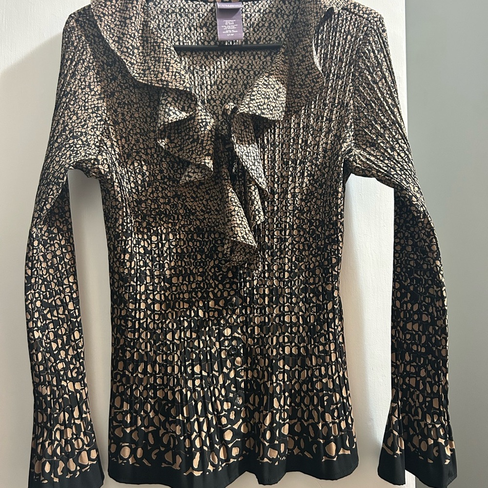 Laura Scott Black and Tan Textured Blouse